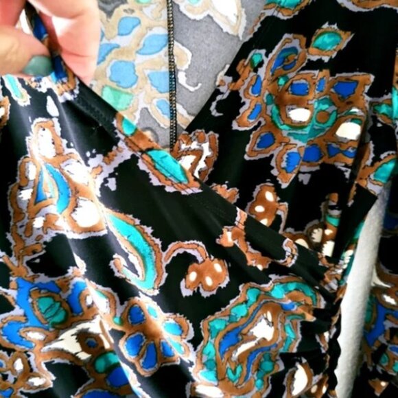 Evan Picone Dress Size 8 Multicolor Faux Wrap Jersey Knit - Picture 8 of 8